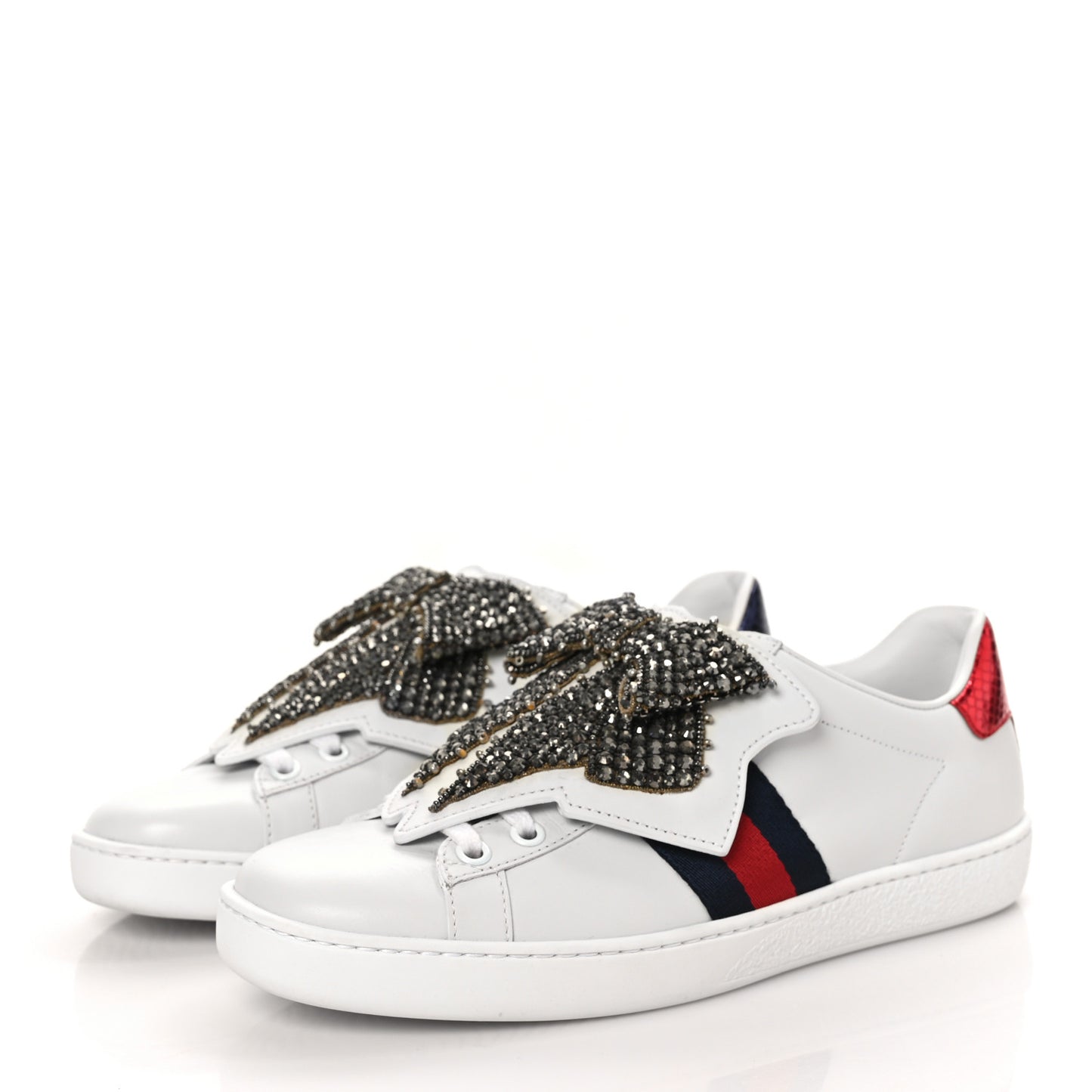 Calfskin Ayers Web Womens Ace Bow Lace Sneakers 37 White