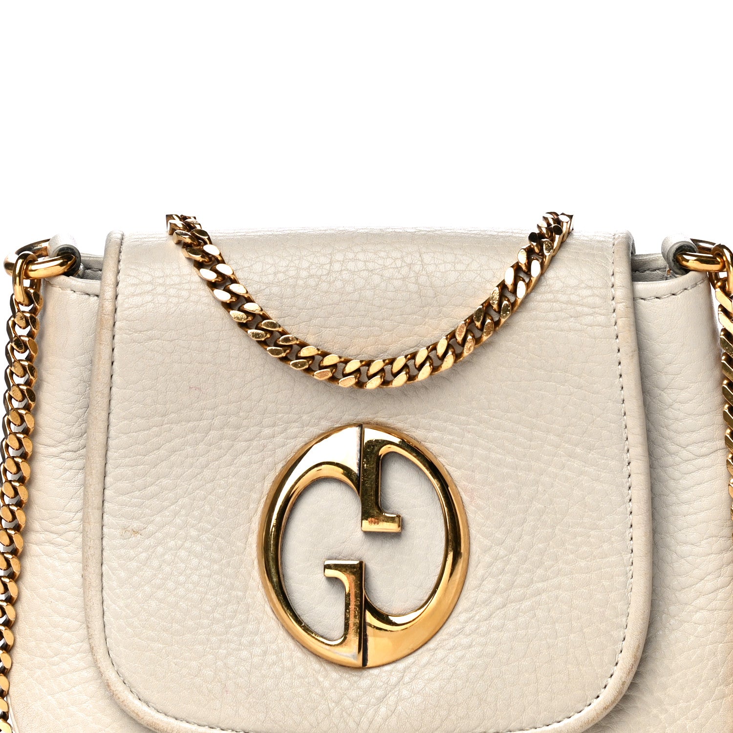 Gucci Pebbled Calfskin Small 1973 Chain Shoulder Bag Off White 7 of 21