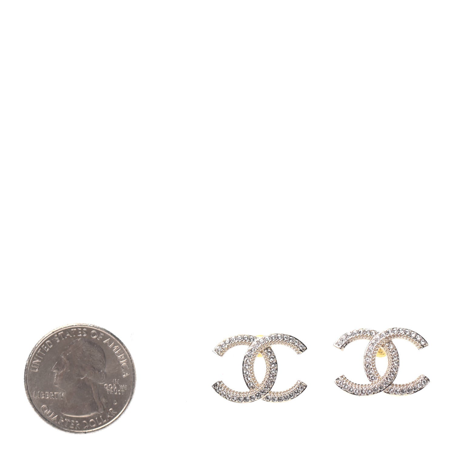 Chanel Crystal CC Earrings Gold 2 of 4