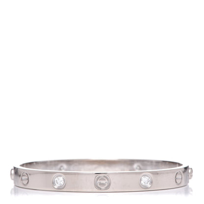 Cartier 18K White Gold 4 Diamond LOVE Bracelet 16 1 of 9