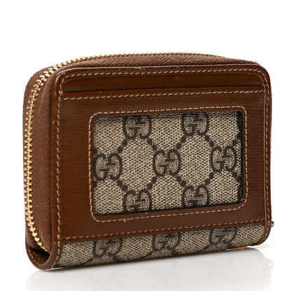 Gucci GG Supreme Monogram Azalea Calfskin Horsebit 1955 Zip Around ID Card Case Wallet Beige Ebony Brown Sugar 3 of 7