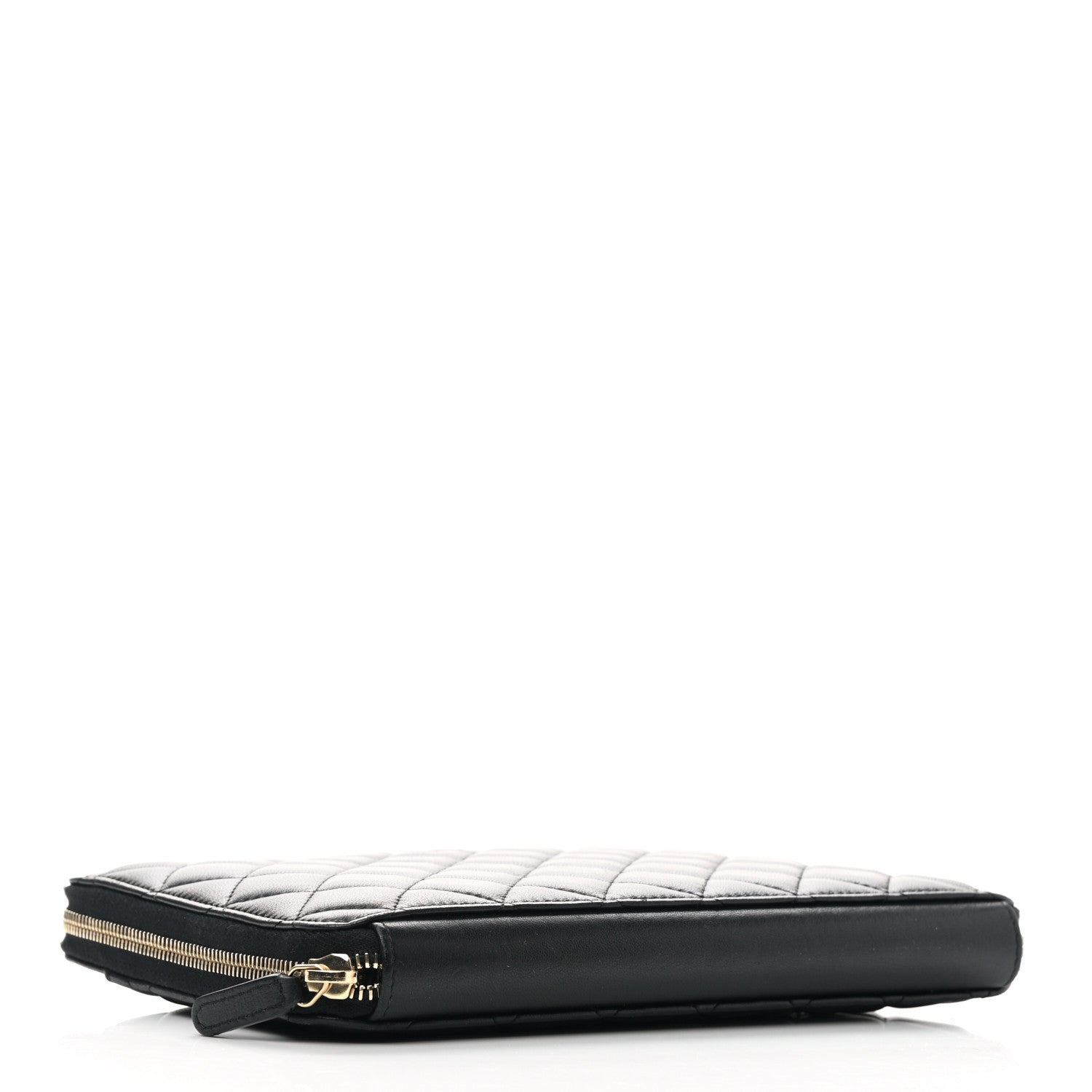 Chanel Lambskin Quilted Large Zip Around Organizer Wallet Black 4 of 8