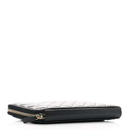 Chanel Lambskin Quilted Large Zip Around Organizer Wallet Black 4 of 8