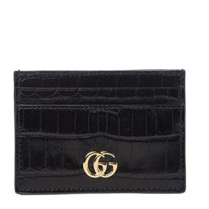 Gucci Alligator GG Marmont Card Holder Black 1 of 5