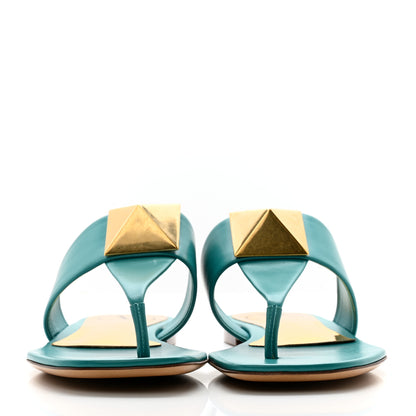 Valentino Garavani Calfskin One Stud Flat Thong Sandals 38.5 Ultramar 2 of 10