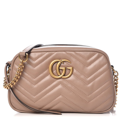 Gucci Calfskin Matelasse Small GG Marmont Chain Shoulder Bag Porcelain Rose 1 of 10