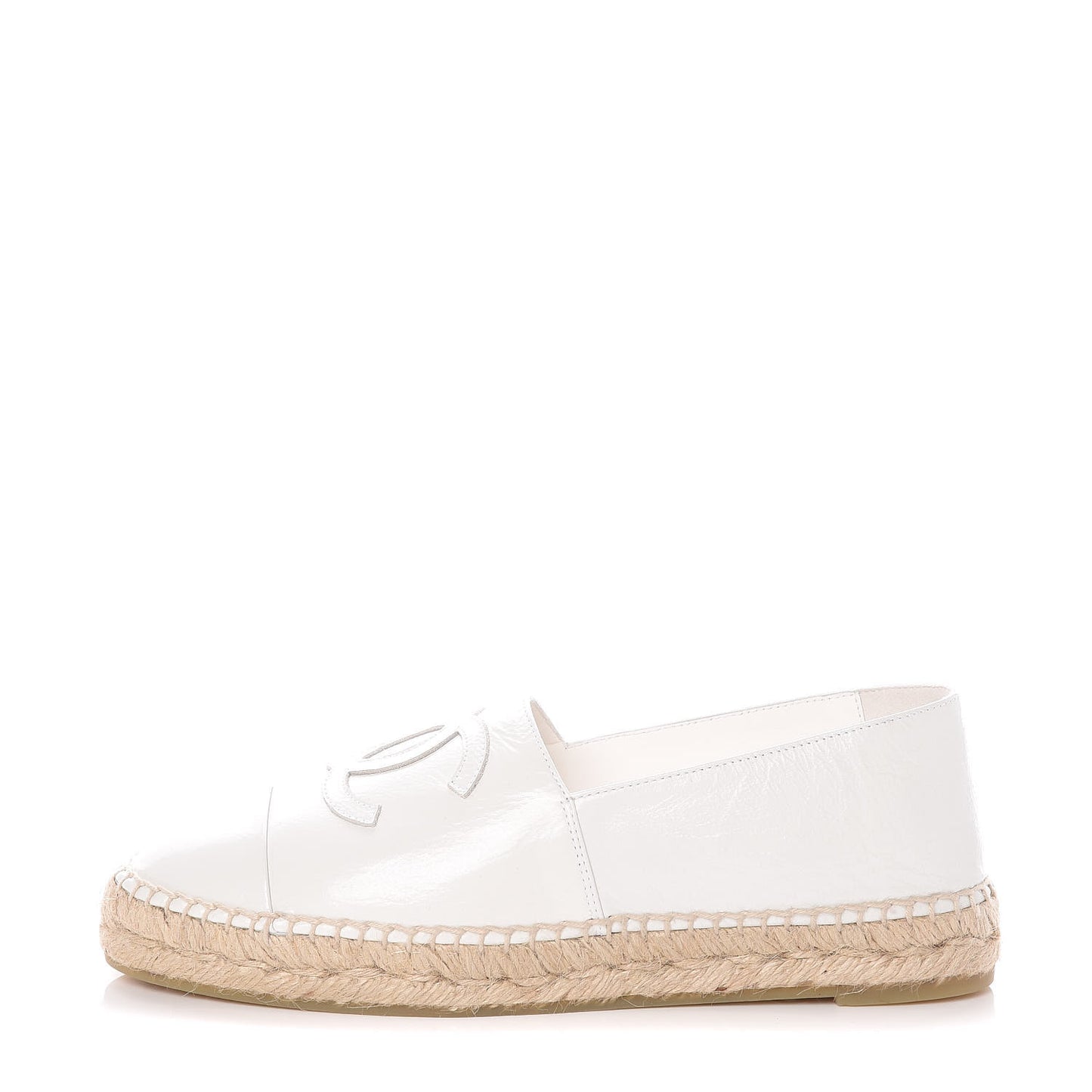 Distressed Patent CC Espadrilles 39 White