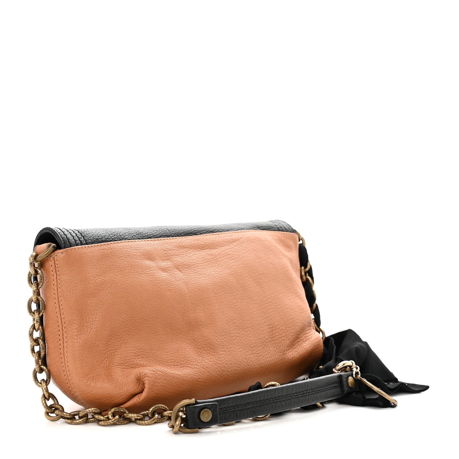 Lanvin Calfskin Quilted Large Happy Clutch Brown Black 3 of 9