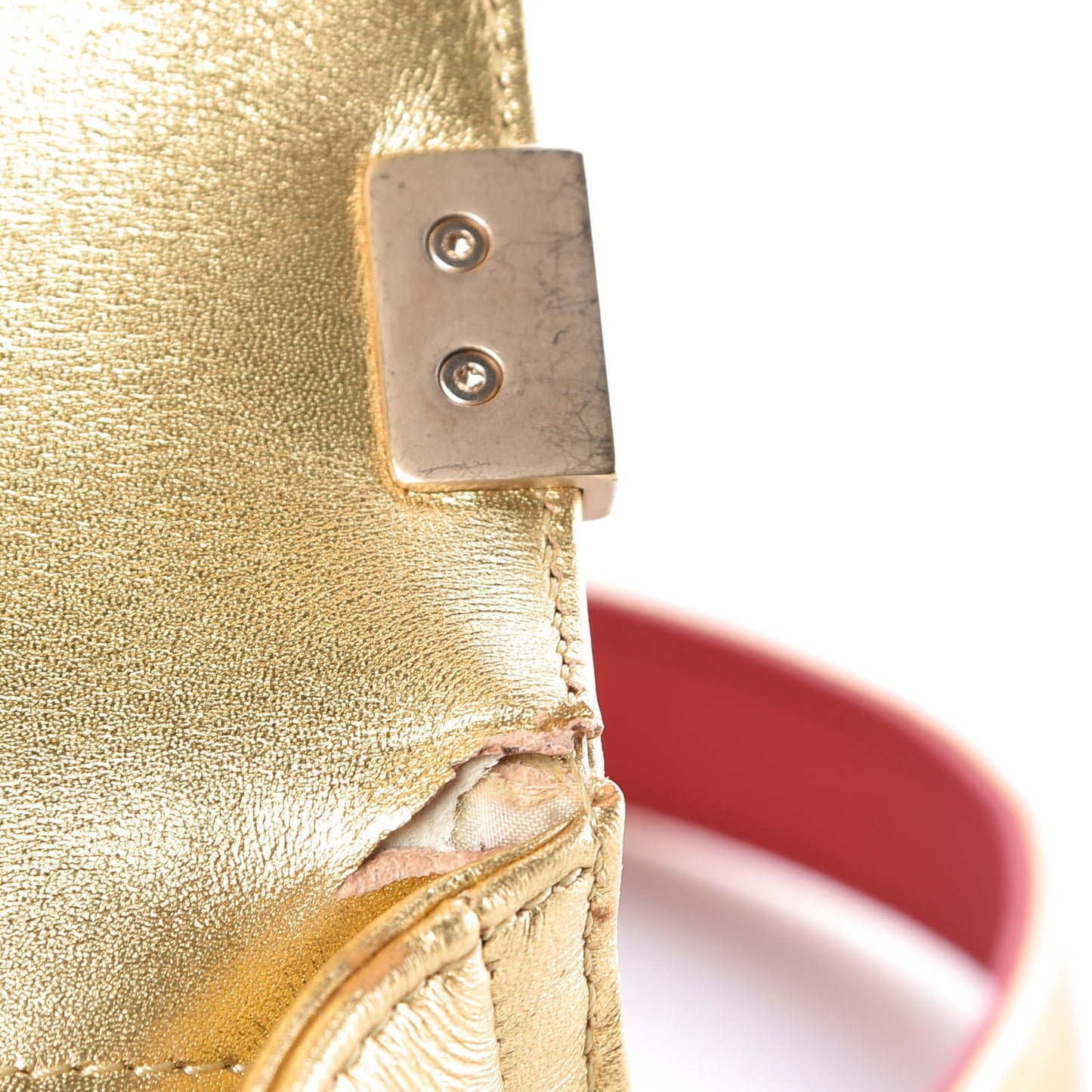 Metallic Lambskin Embossed Small Cube Boy Flap Gold