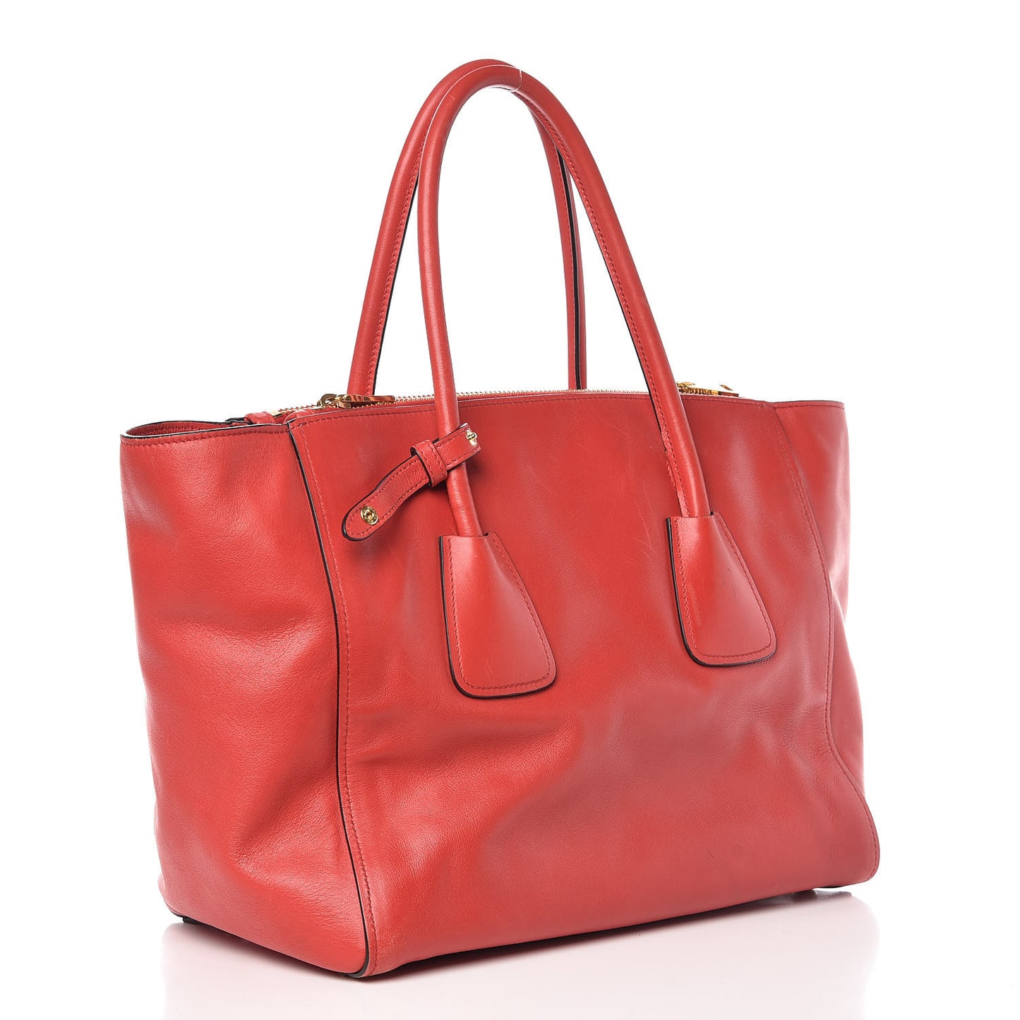 Glace Calfskin Twin Pocket Tote Fuoco