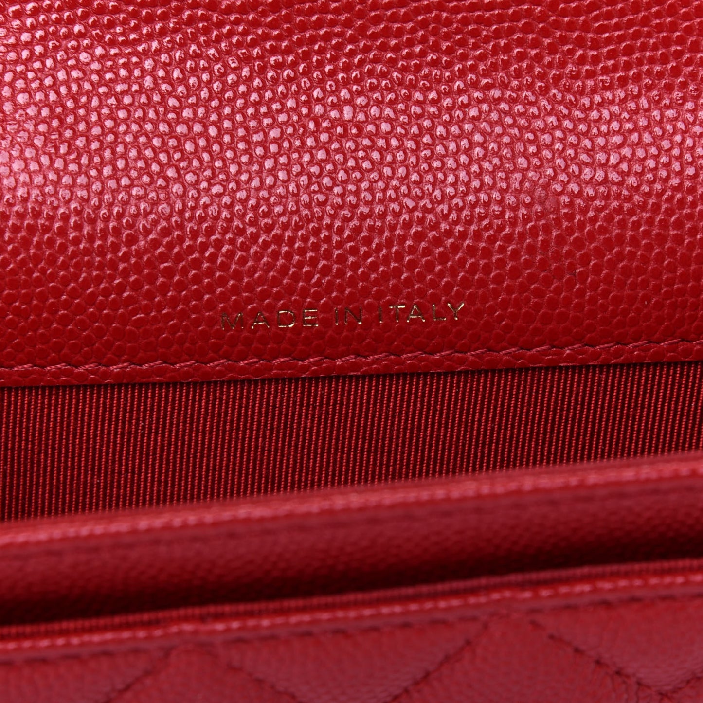 Caviar Quilted Flap Card Holder Wallet Red