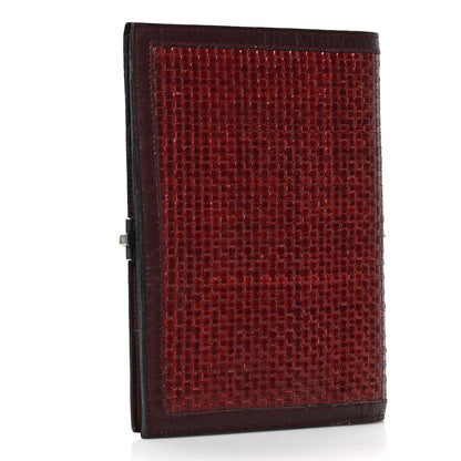 Fendi Calfskin Woven Passport Cover Red 3 of 6
