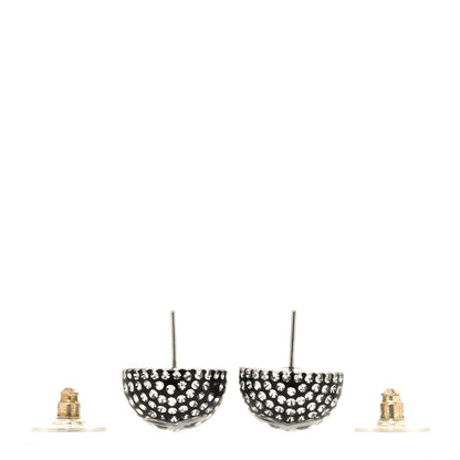 Chanel Resin Crystal CC Earrings Black Silver 3 of 5
