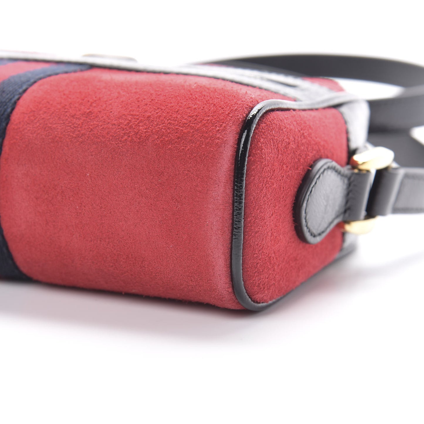 Suede Patent Web Mini Ophidia Shoulder Bag Red