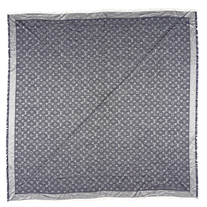 Louis Vuitton Silk Wool Monogram Denim Shawl  Blue 1 of 3