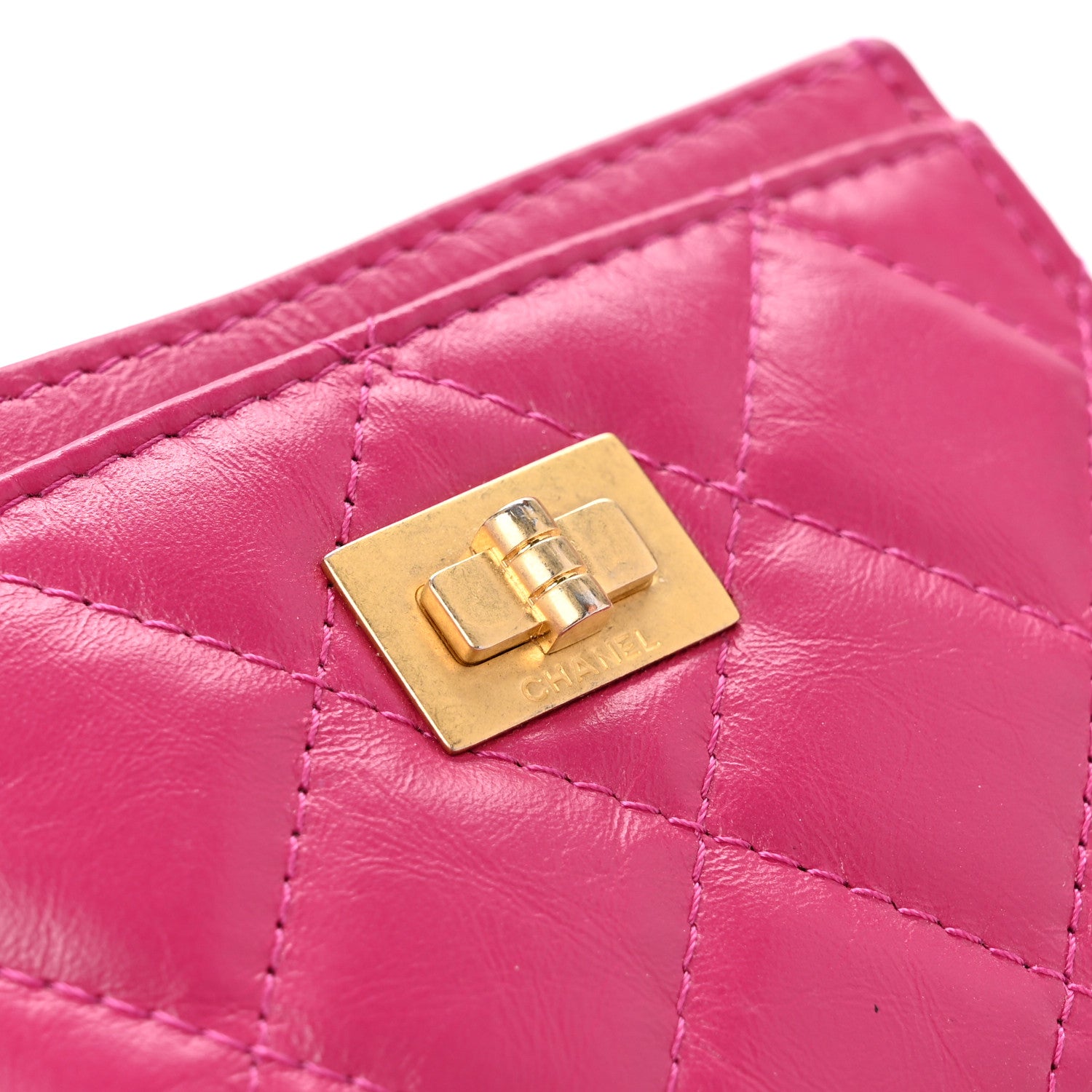 Chanel Aged Calfskin Quilted Reissue Card Holder Fuchsia 9 of 10