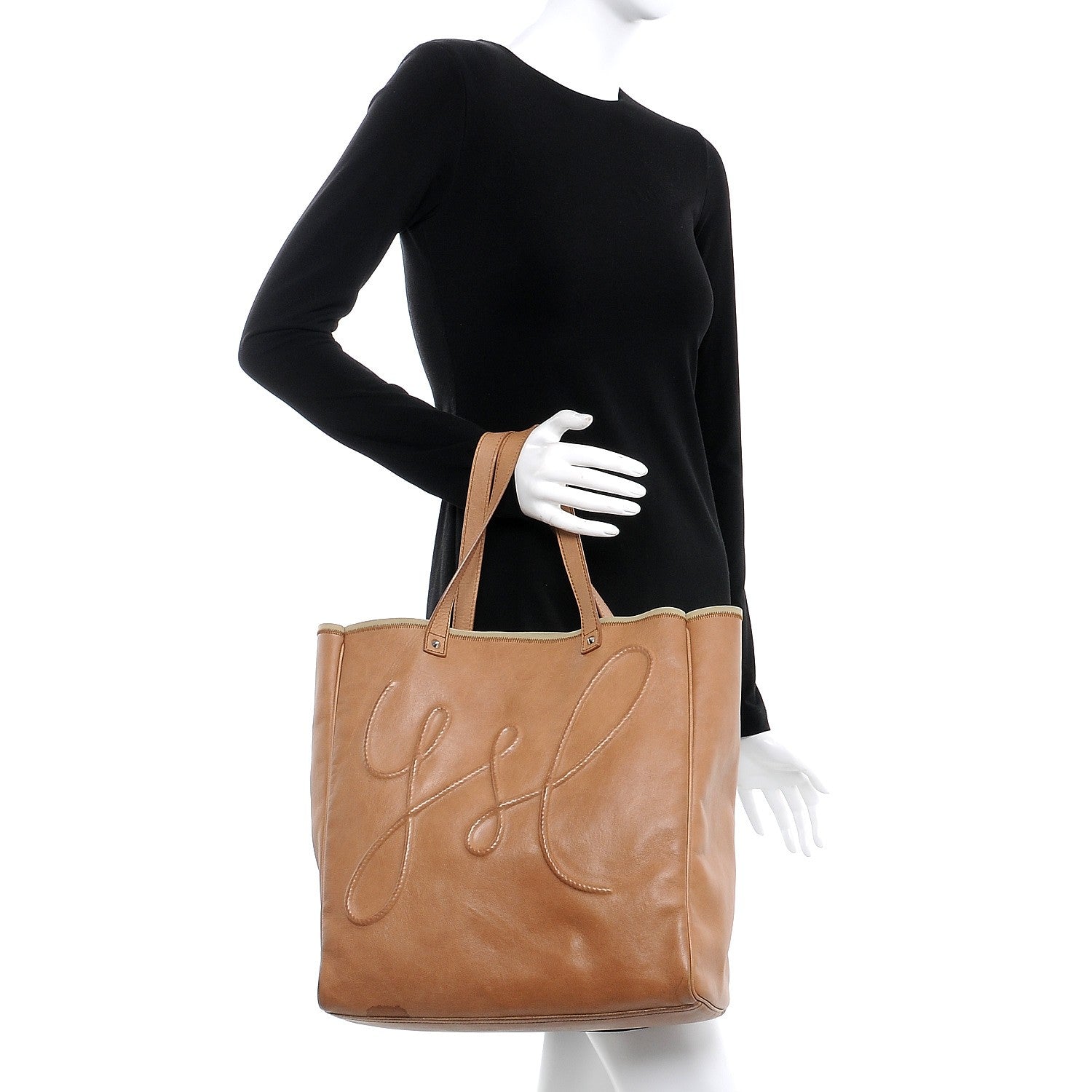 Saint Laurent Calfskin Charms Shopping Tote Beige 2 of 9