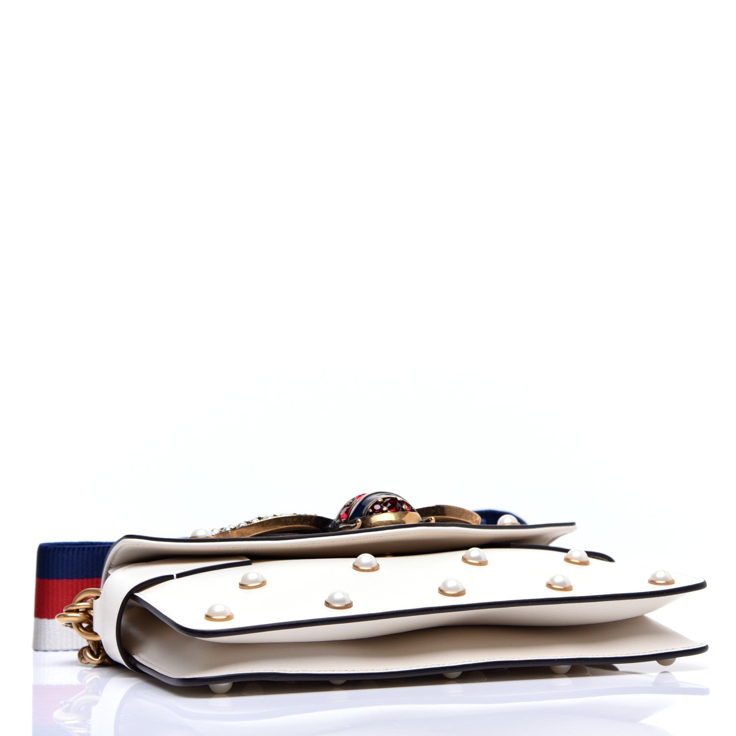 Gucci Nappa Pearl Studded Mini Queen Margaret Broadway Shoulder Bag Mystic White 4 of 11