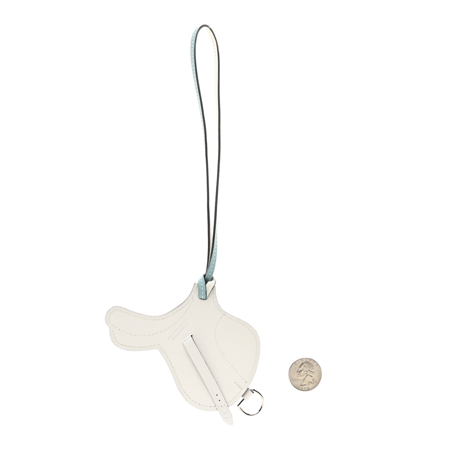 Hermes Swift Paddock Selle Horse Saddle Bag Charm Bleu Atoll White 2 of 4