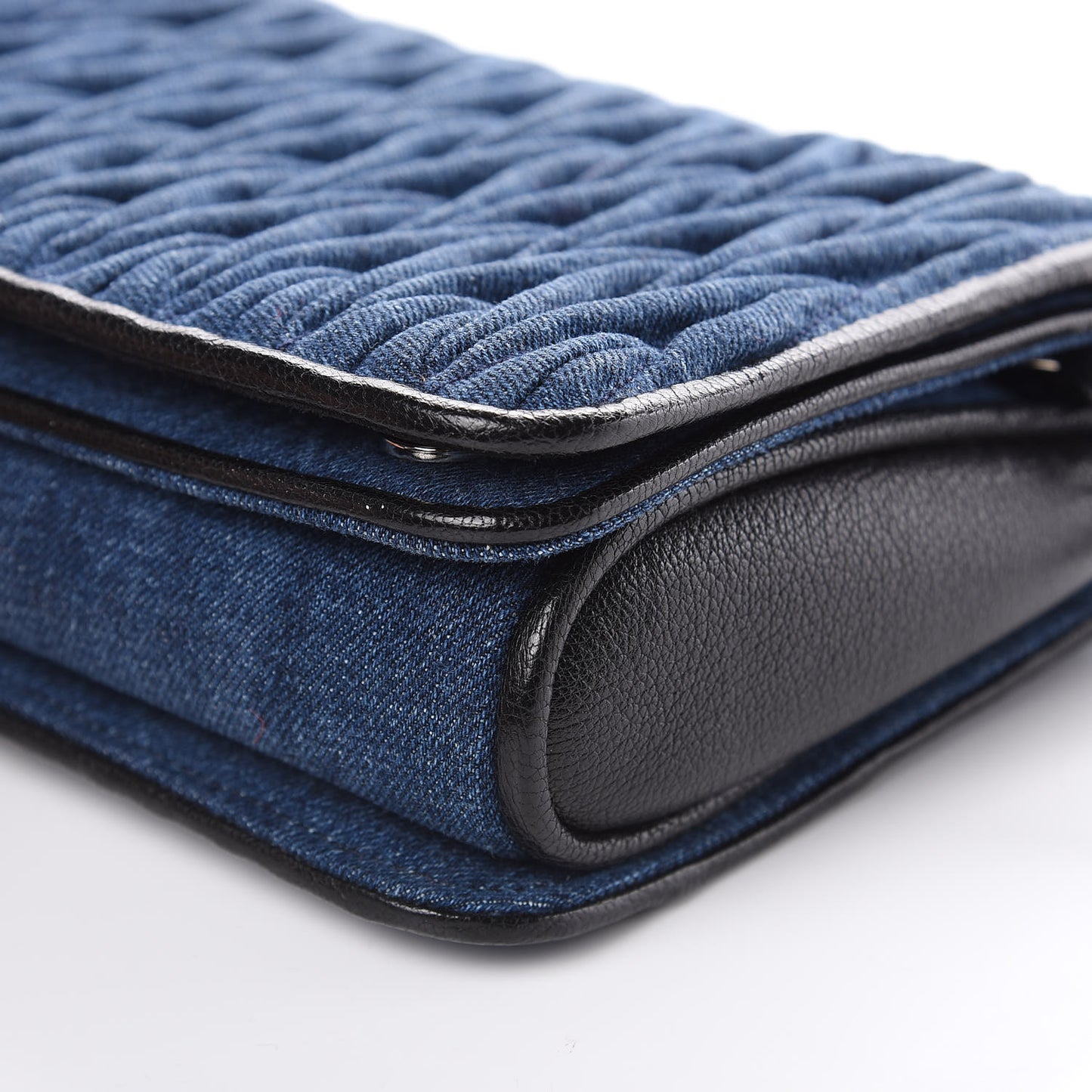 Denim Matelasse Shoulder Bag Blue