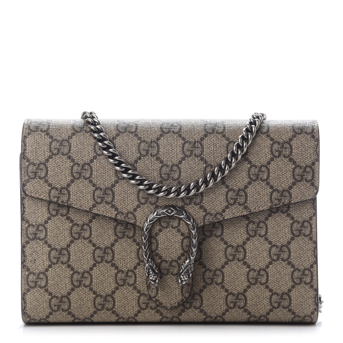 GG Supreme Monogram Mini Dionysus Chain Wallet Beige Taupe