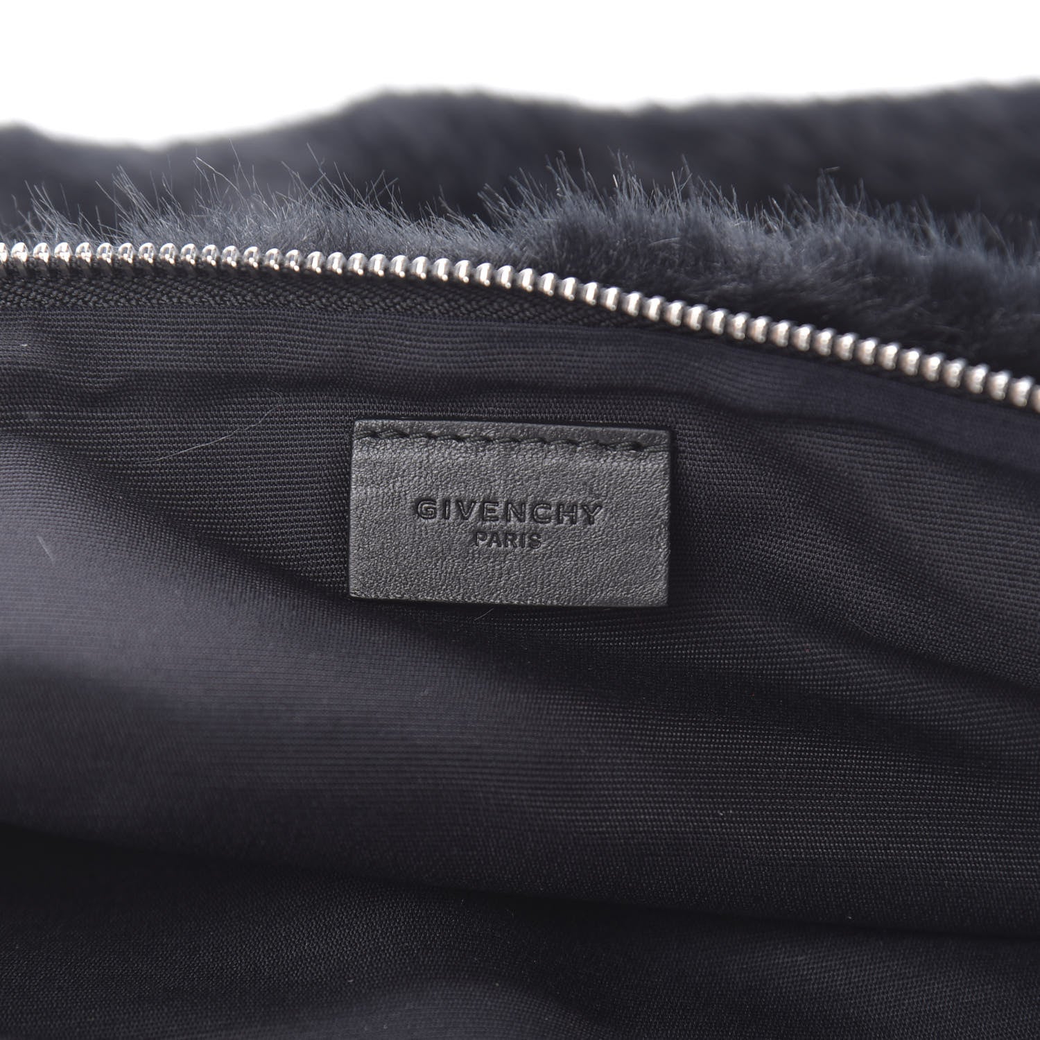 Givenchy Faux Fur Two Tone Large GV3 Pouch Wristlet Black White 6 of 9