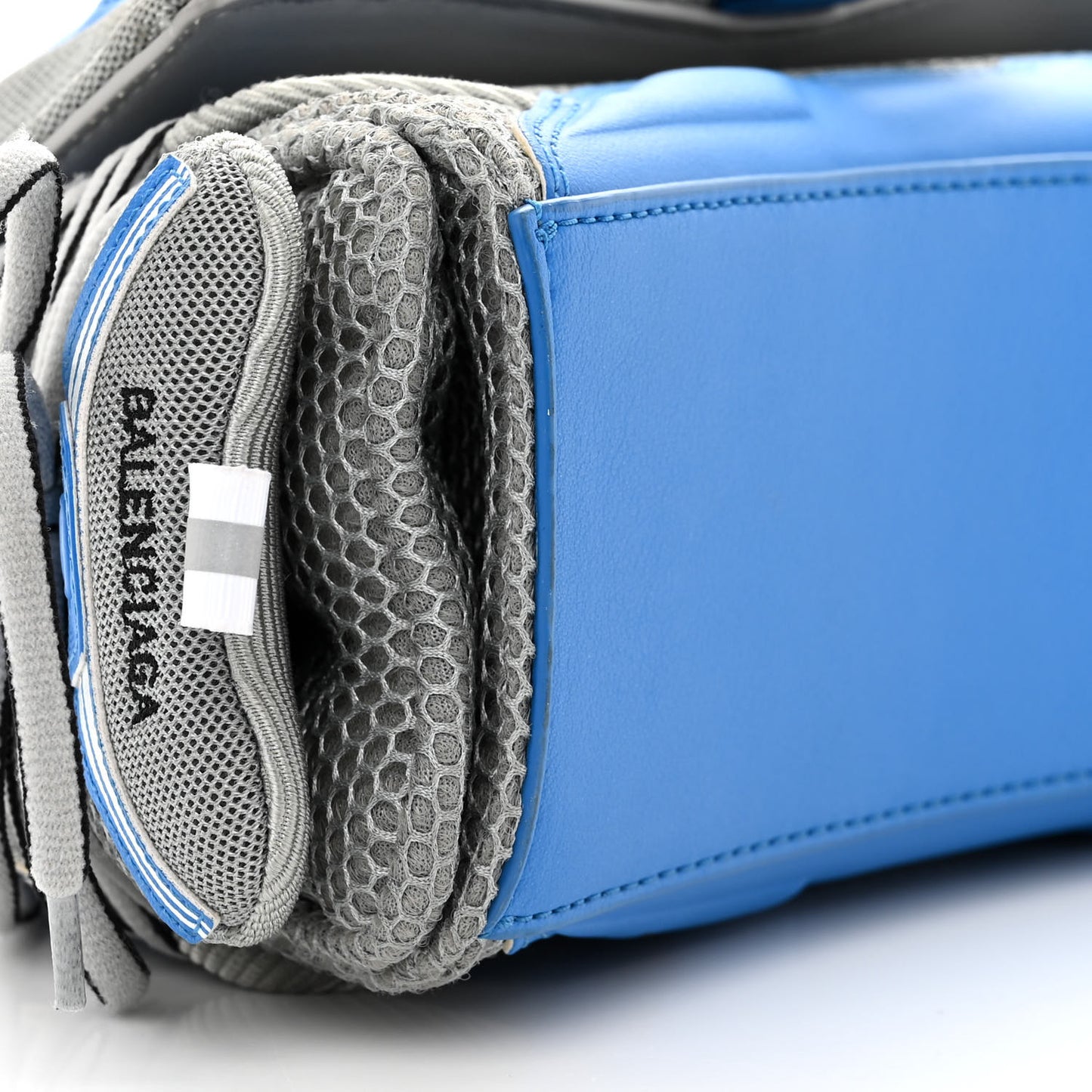 Faux Calfskin Fabric Small Sneakerhead Top Handle Bag Blue Grey