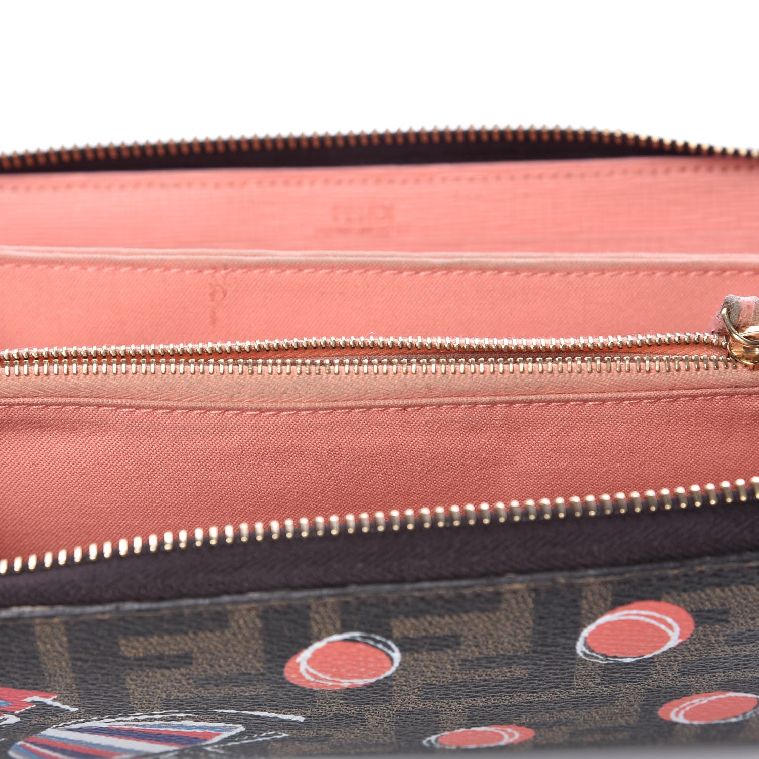 Fendi Zucca Spalmati Saint Bamboline Zip Around Wallet Tobacco 10 of 21