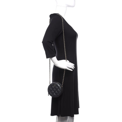 Chanel Iridescent Caviar Quilted Round Clutch With Chain Black 2 of 11