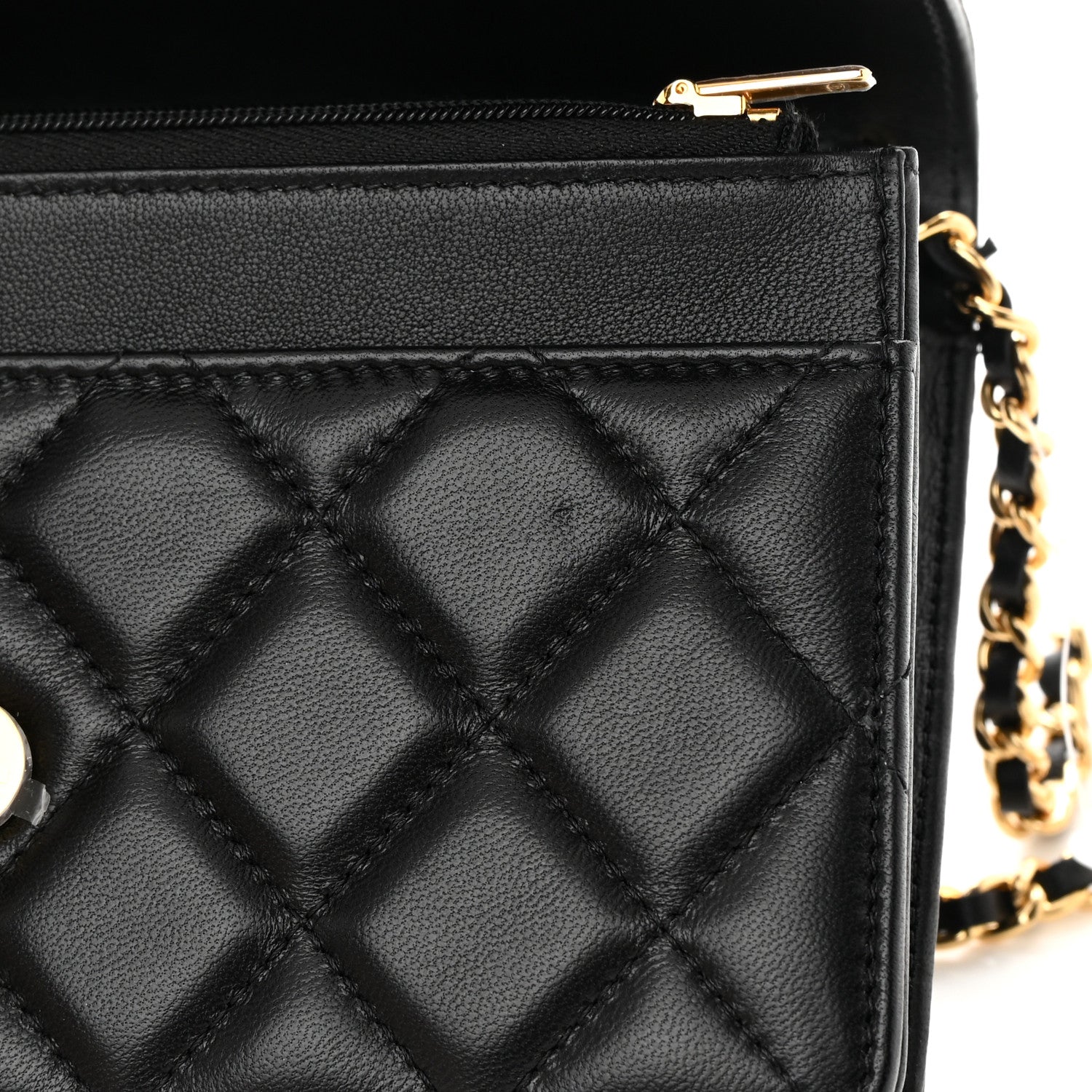 Chanel Lambskin Quilted Twisted CC Wallet On Chain WOC Black 13 of 14