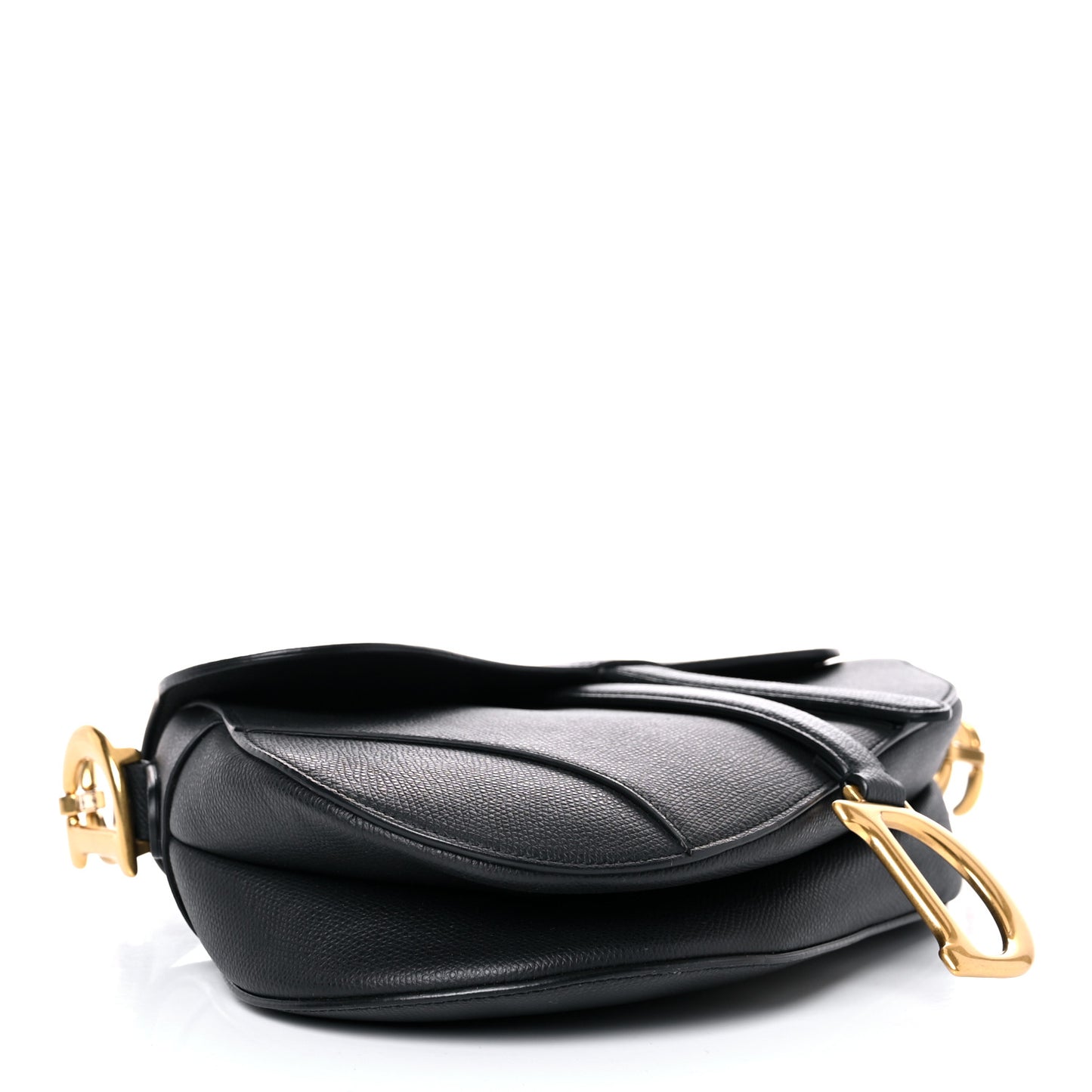 Grained Calfskin Saddle Bag Black