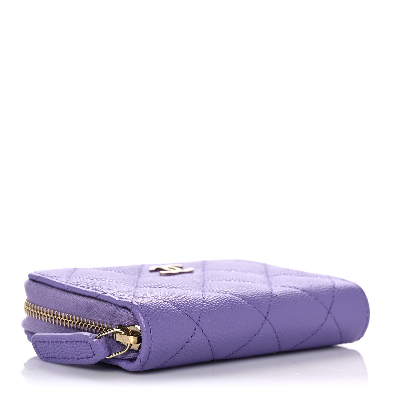 Chanel Caviar Quilted Zip Around Coin Purse Wallet Purple 4 of 10