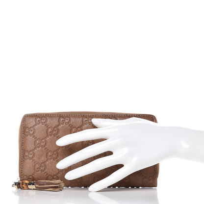 Gucci Guccissima Bamboo Tassel Zip Around Wallet Light Brown 2 of 12