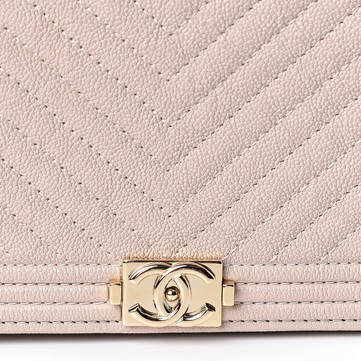 Chanel Caviar Chevron Quilted Boy Wallet On Chain WOC Light Beige 11 of 12