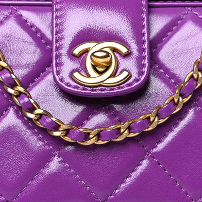 Chanel Shiny Lambskin Quilted Mini Cocodoc Top Handle Bag Purple 8 of 11