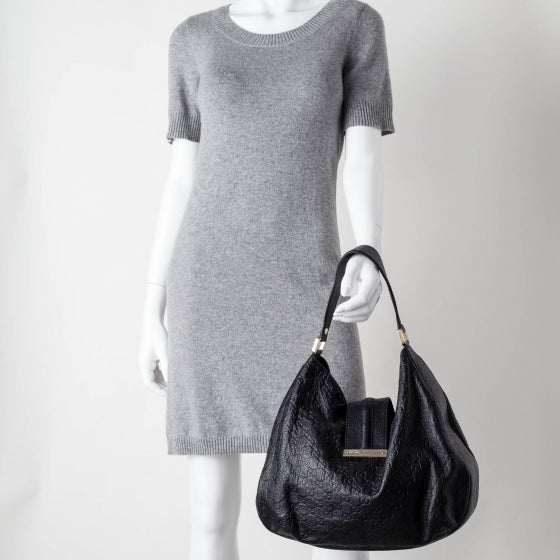 Guccissima New Ladies Web Hobo Black