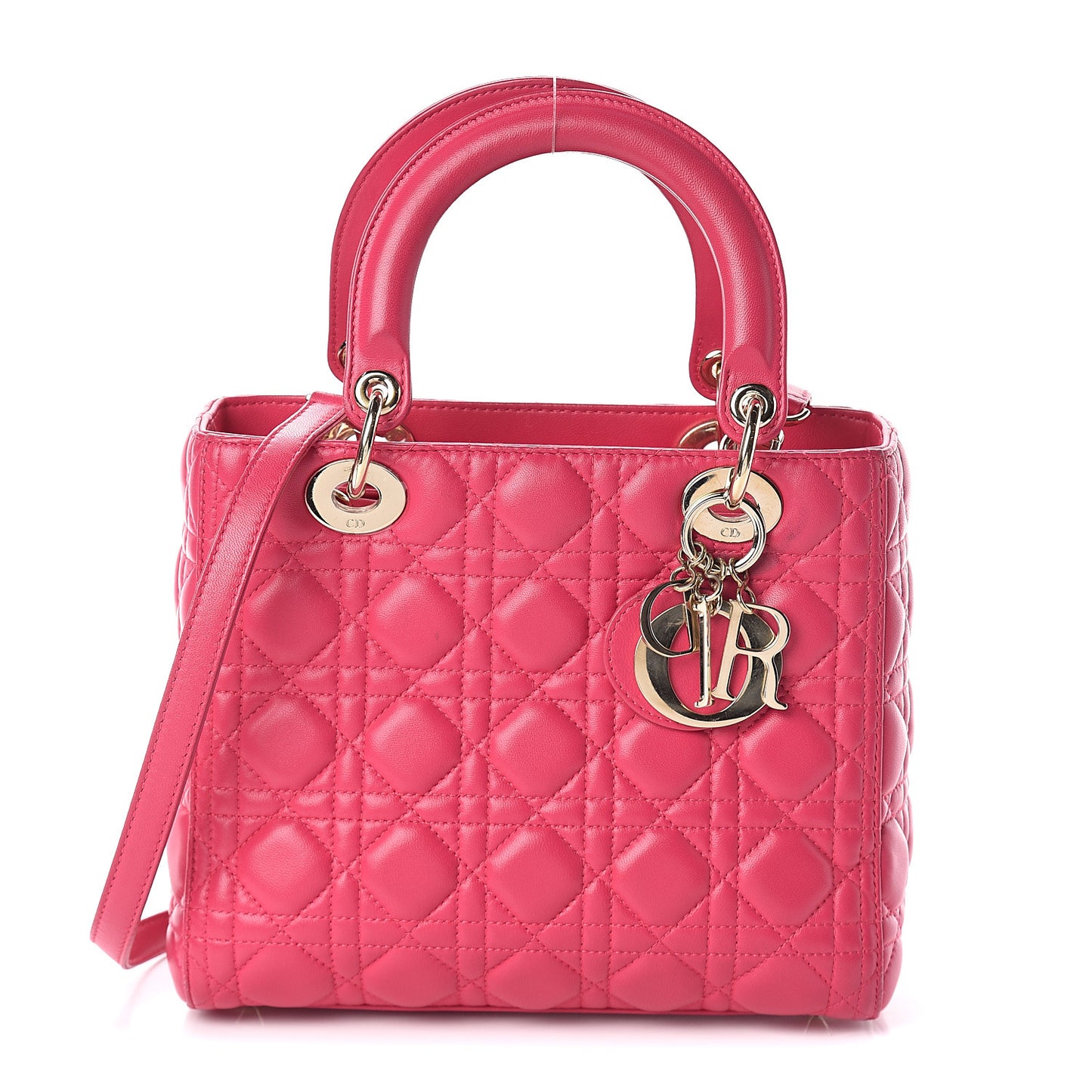 Lambskin Cannage Medium Lady Dior Fuchsia