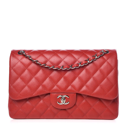 Chanel Caviar Quilted Jumbo Double Flap Red 1 of 10