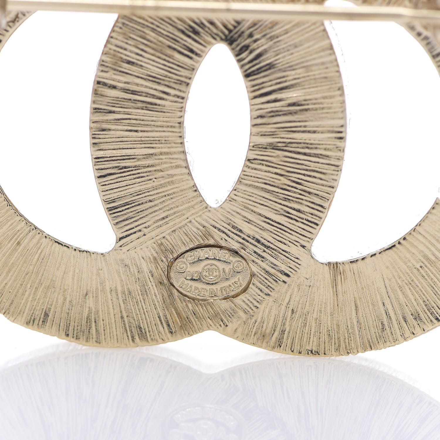Chanel Metal Quilted CC Brooch Silver Gold 3 of 3