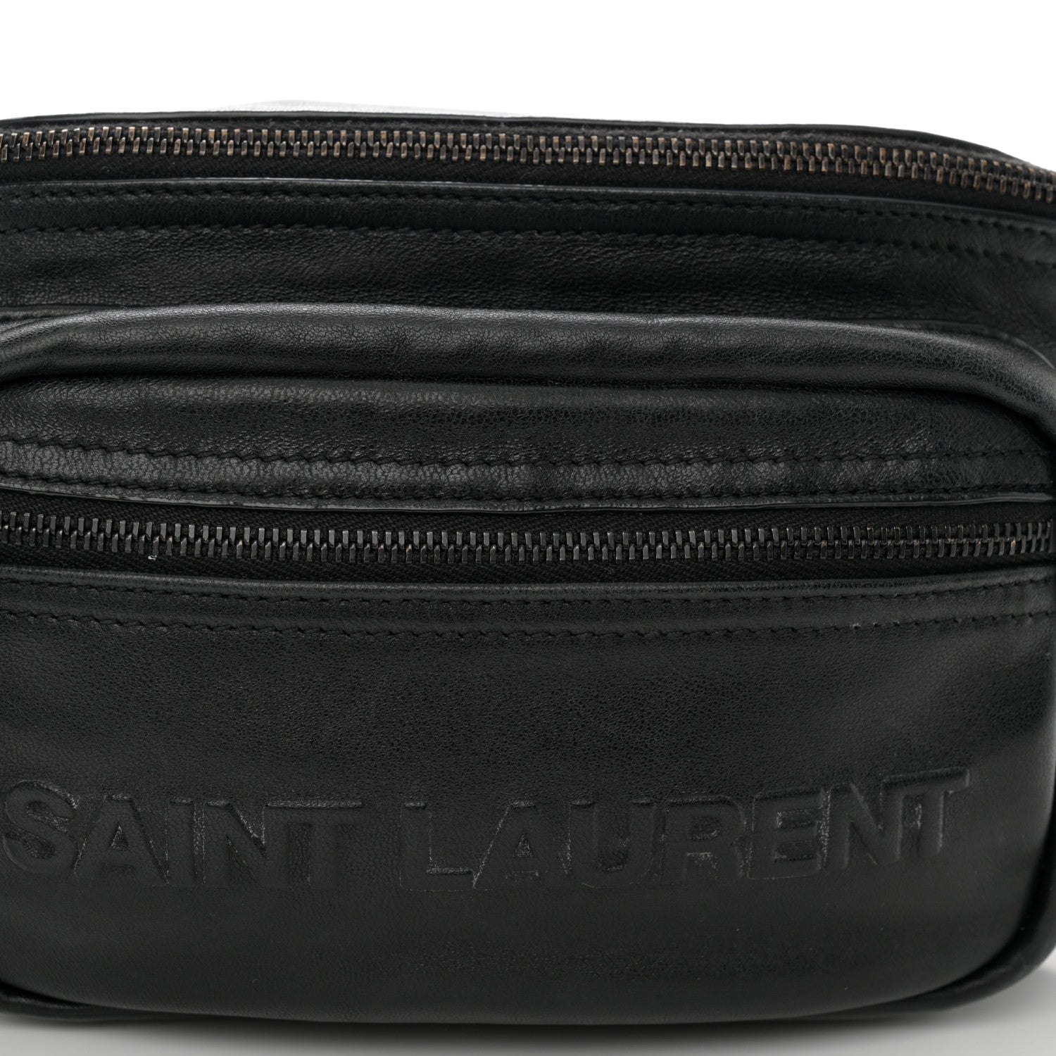 Saint Laurent Lambskin Logo Ripstop Body Belt Bag Black 8 of 11