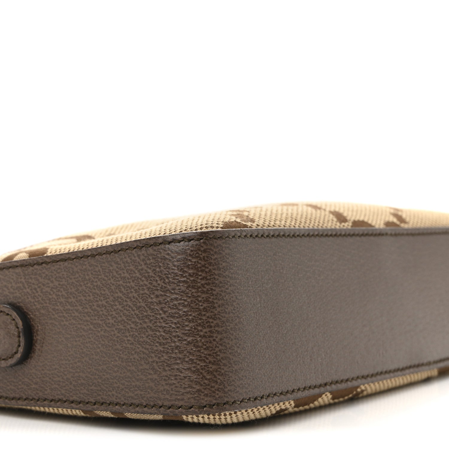 Gucci Monogram Jumbo GG Textured Dollar Calfskin Web Messenger Shoulder Bag Camel Ebony New Acero 9 of 16