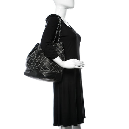Chanel Lambskin Contrast Stitch Shoulder Bag Black 2 of 10