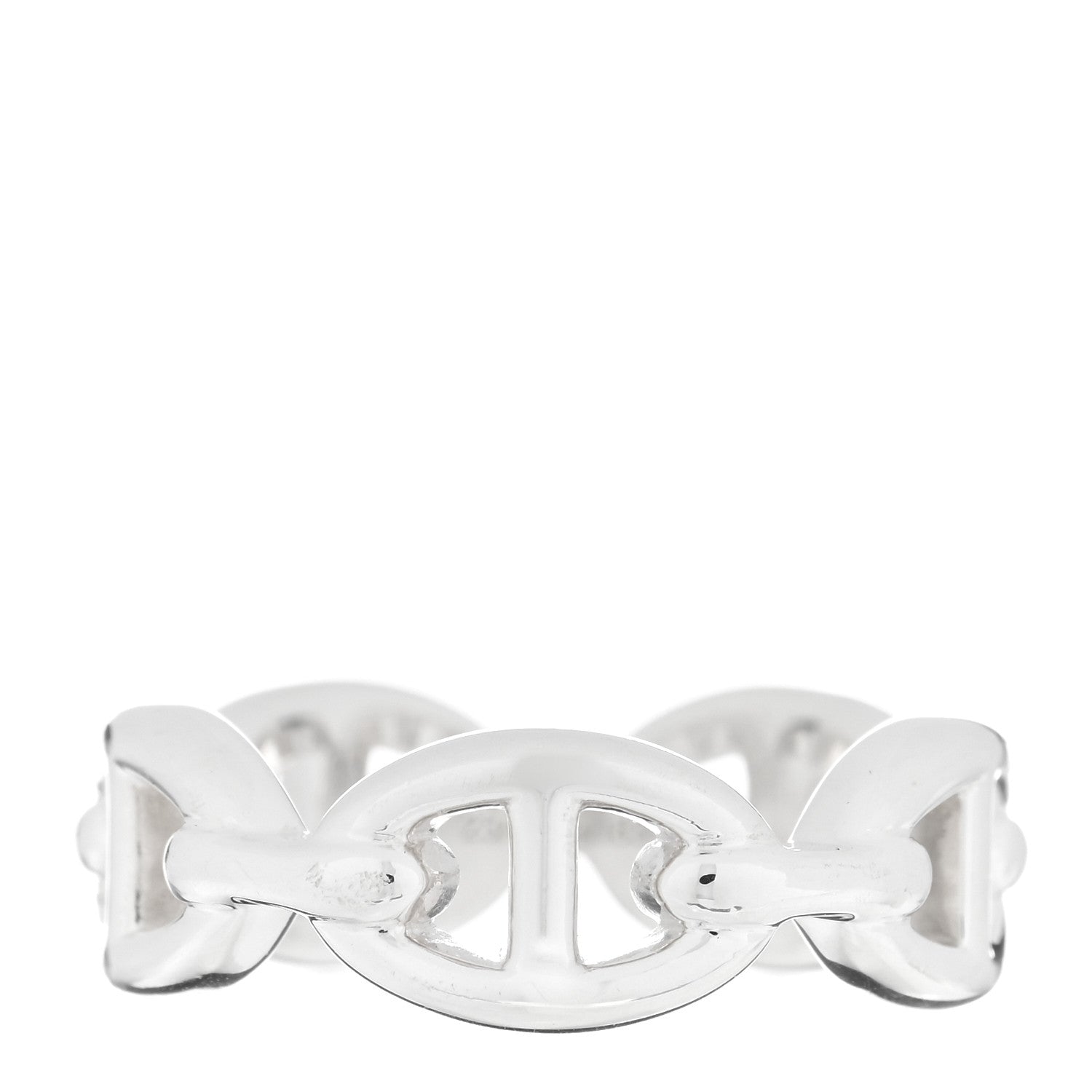 Hermes Sterling Silver PM Chaine d'Ancre Enchainee Band Ring 53 6.25 1 of 5