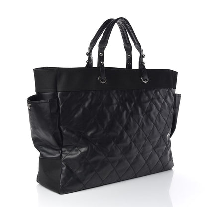 Chanel Coated Canvas Stitched XL Paris Biarritz Tote Black 3 of 10