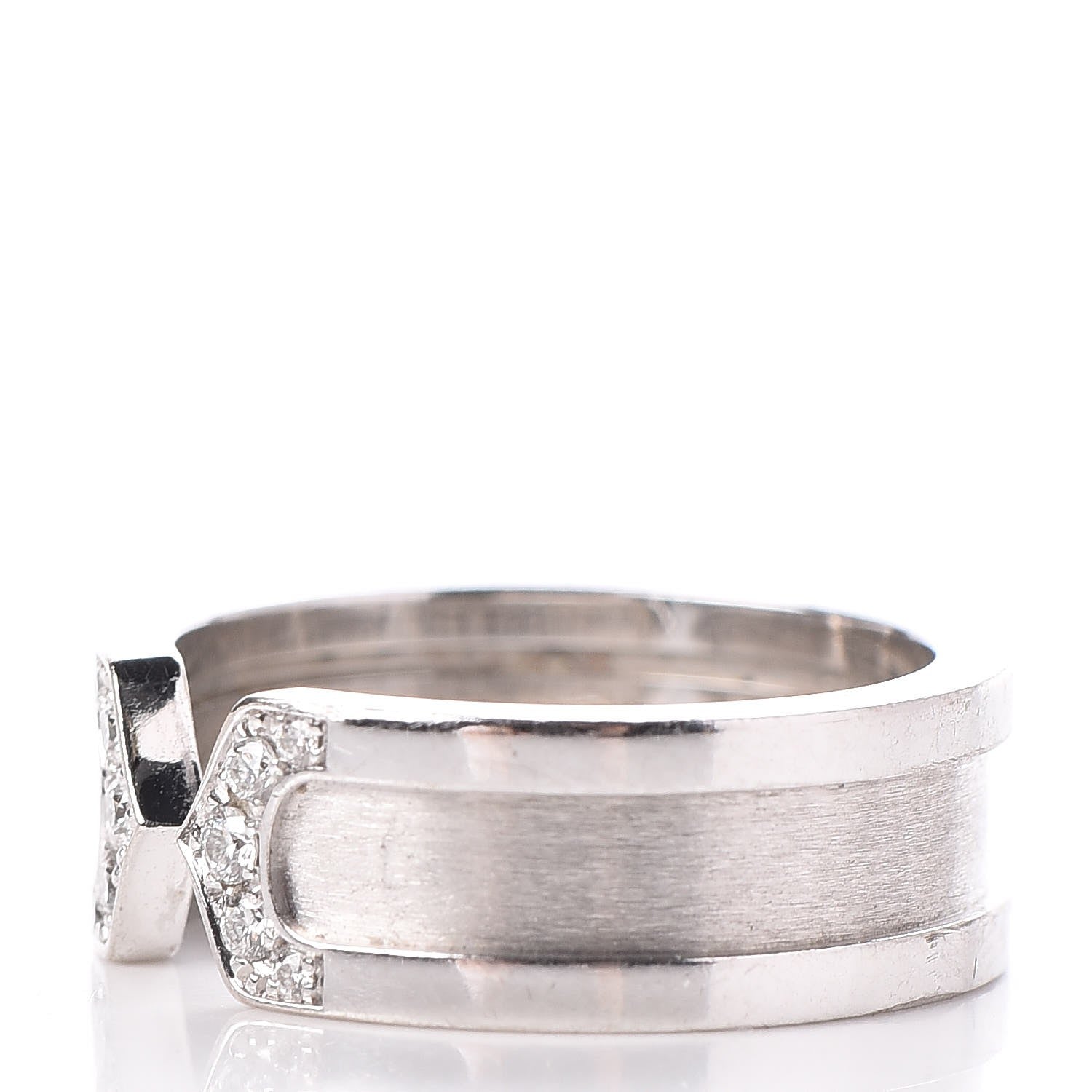 Cartier 18K White Gold Diamond 6.5mm Logo De Ring 49 4.75 3 of 8