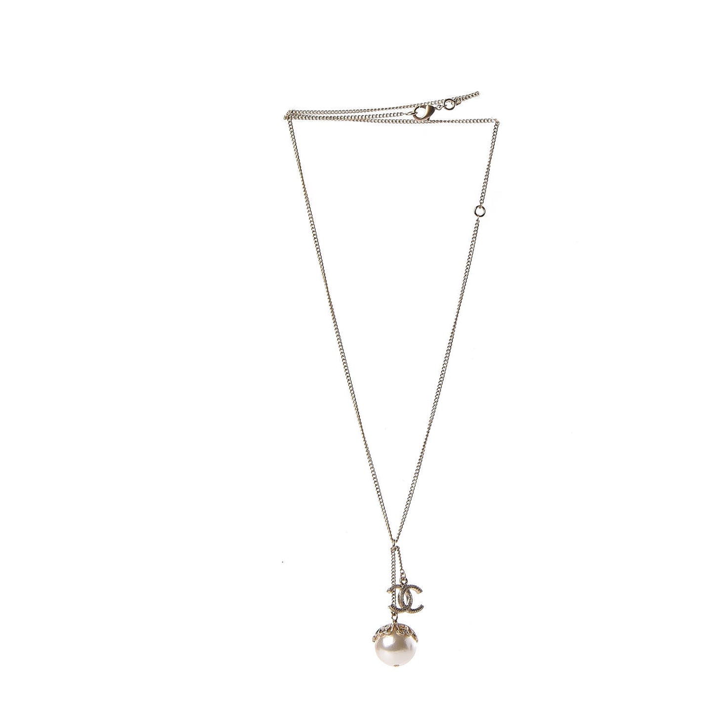 Pearl CC Lucky Charms Drop Necklace Gold