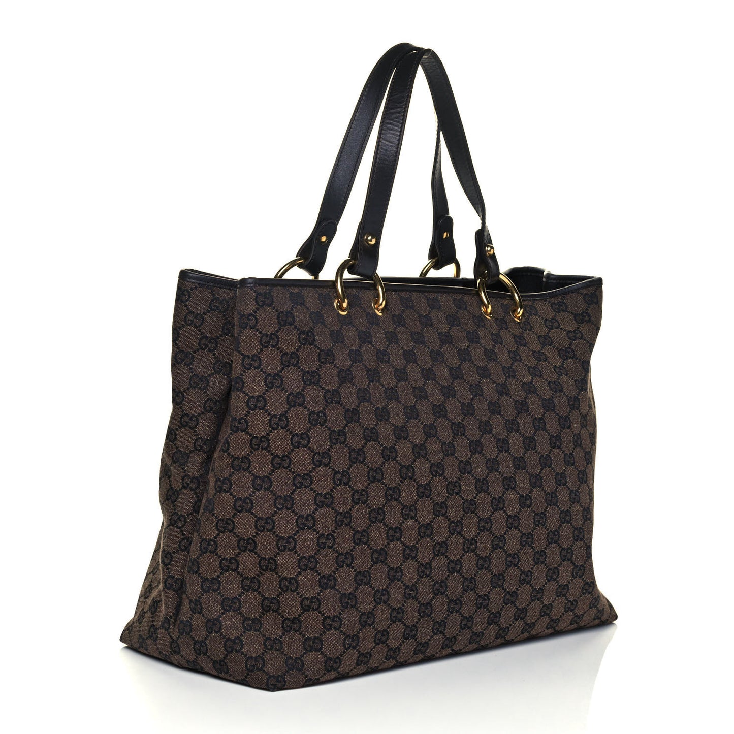 Monogram Denim Large Tote Brown