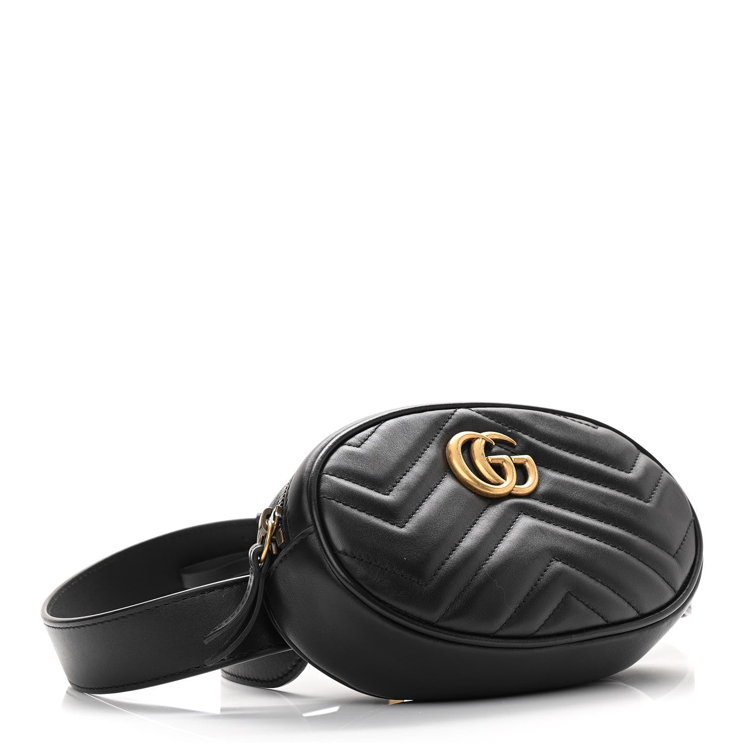 Gucci Calfskin Matelasse GG Marmont Belt Bag 85 34 Black 4 of 13