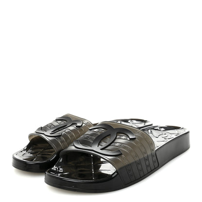 Chanel PVC Transparent CC Flat Slide Sandals 39 Black 4 of 8