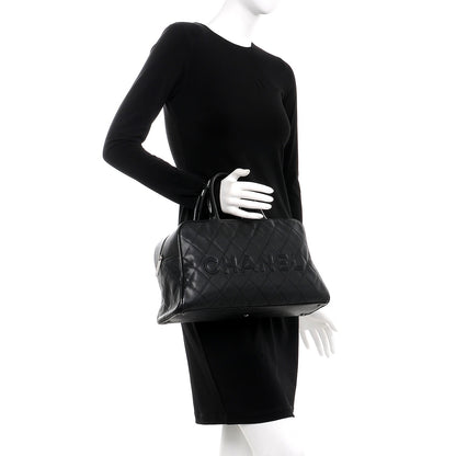 Chanel Caviar Patent Quilted Large Bowler Black 2 of 11